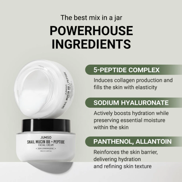 Gel Crema Hidratante Snail Mucin 88+ Peptide Facial Cream de JUMISO 50ml