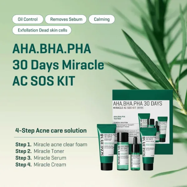 IMG_8214 Kit AHA, BHA, PHA 30 Days Miracle AC SOS Kit de SOME BY MI- 4 Piezas