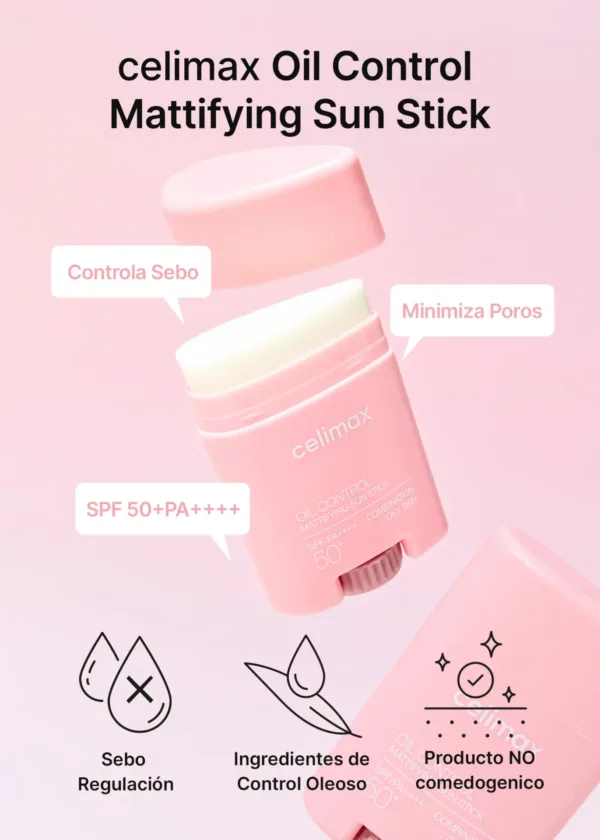 Protector solar en barra Oil Control Mattifying Sun Stick de CELIMAX - 19gr