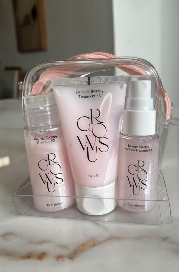 Kit Damage Therapy Travel Kit de GROWUS (Shampoo 50ml +Treatment 45g+No wash treatment 28ml) - 3 piezas