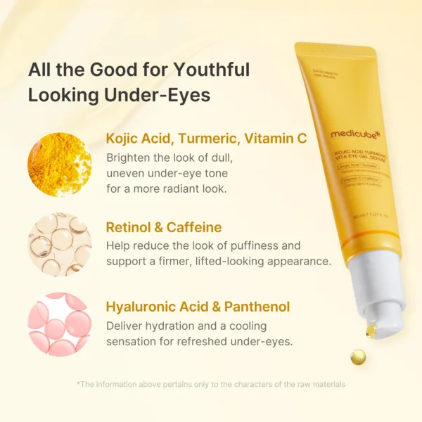 Contorno de ojos Kojic Acid Turmeric Vita Eye Gel Serum de MEDICUBE- 30ml